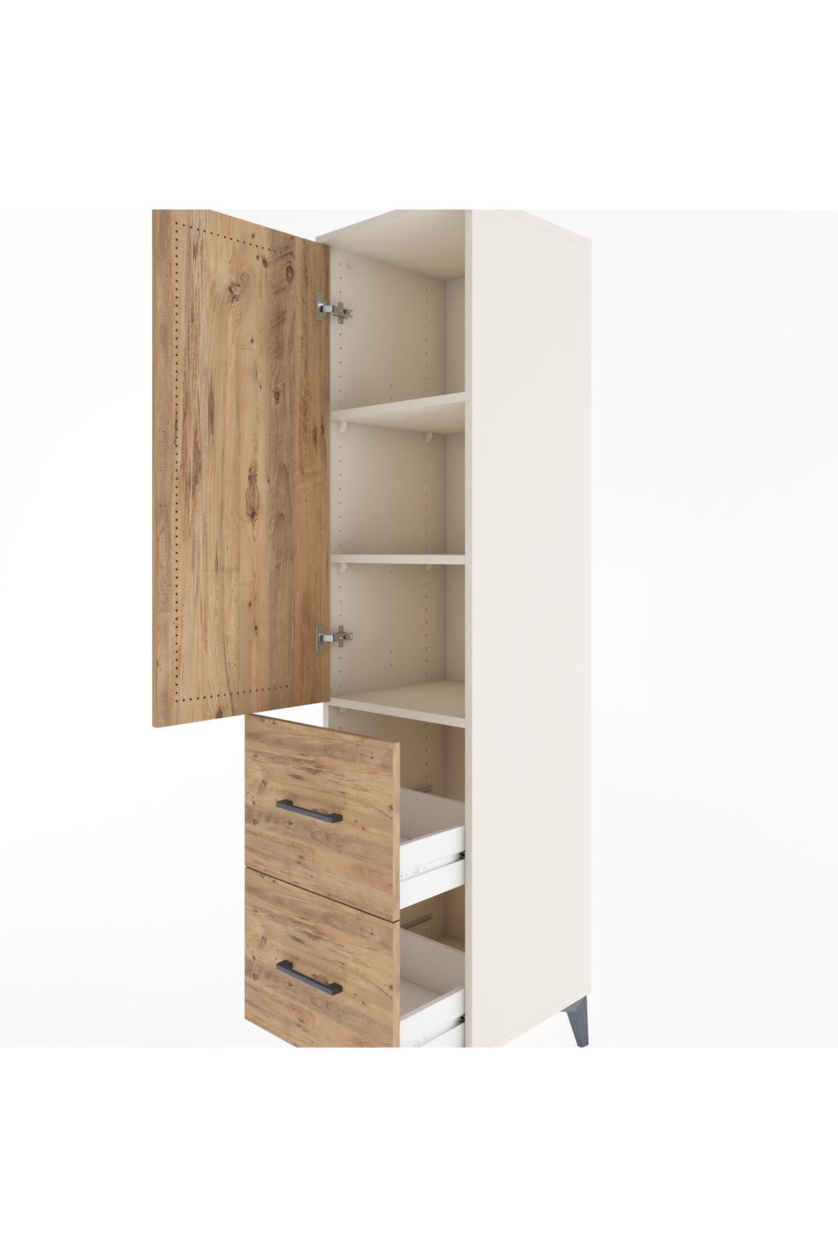 Hyperion Dolap 3 Raflı 2 Çekmeceli Tek Kapaklı 44x44x182 Aytaşı-Çam