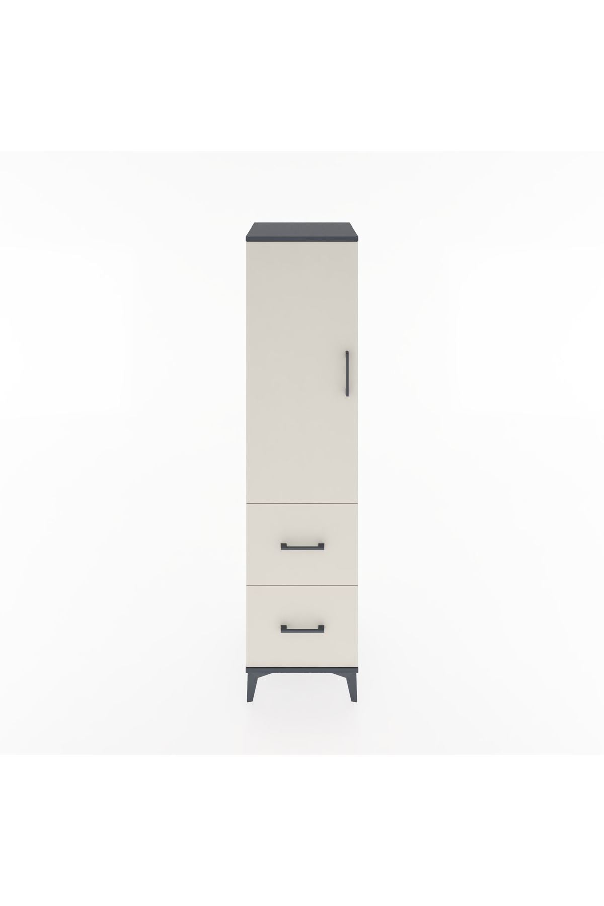 Hyperion Dolap 3 Raflı 2 Çekmeceli Tek Kapaklı 44x44x182 Antrasit-Aytaşı