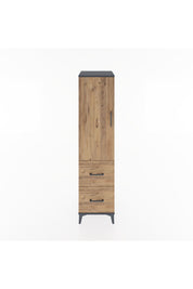 Hyperion Dolap 3 Raflı 2 Çekmeceli Tek Kapaklı 44x44x182 Antrasit-Çam