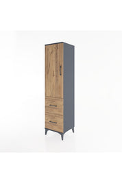 Hyperion Dolap 3 Raflı 2 Çekmeceli Tek Kapaklı 44x44x182 Antrasit-Çam