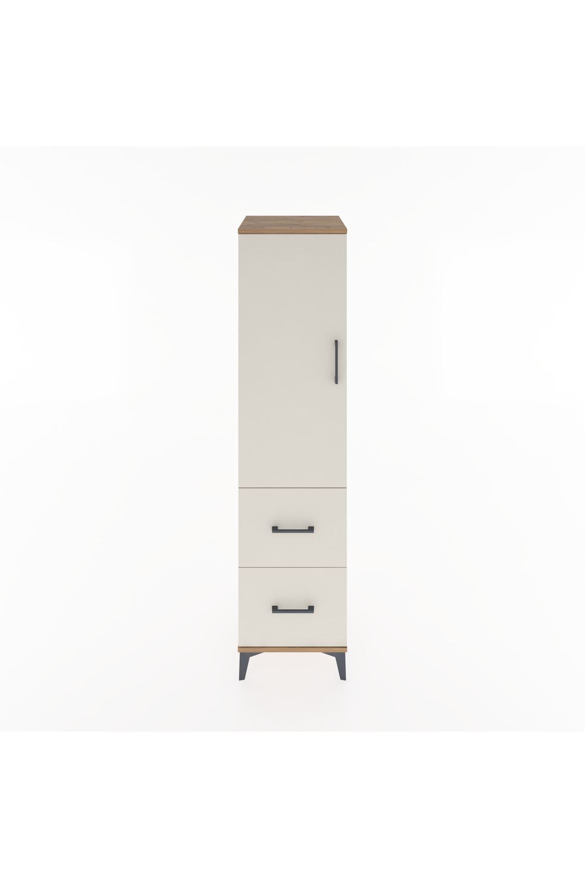 Hyperion Dolap 3 Raflı 2 Çekmeceli Tek Kapaklı 44x44x182 Çam-Aytaşı