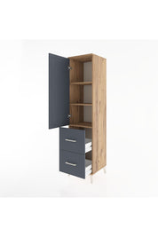 Hyperion Dolap 3 Raflı 2 Çekmeceli Tek Kapaklı 44x44x182 Çam-Antrasit