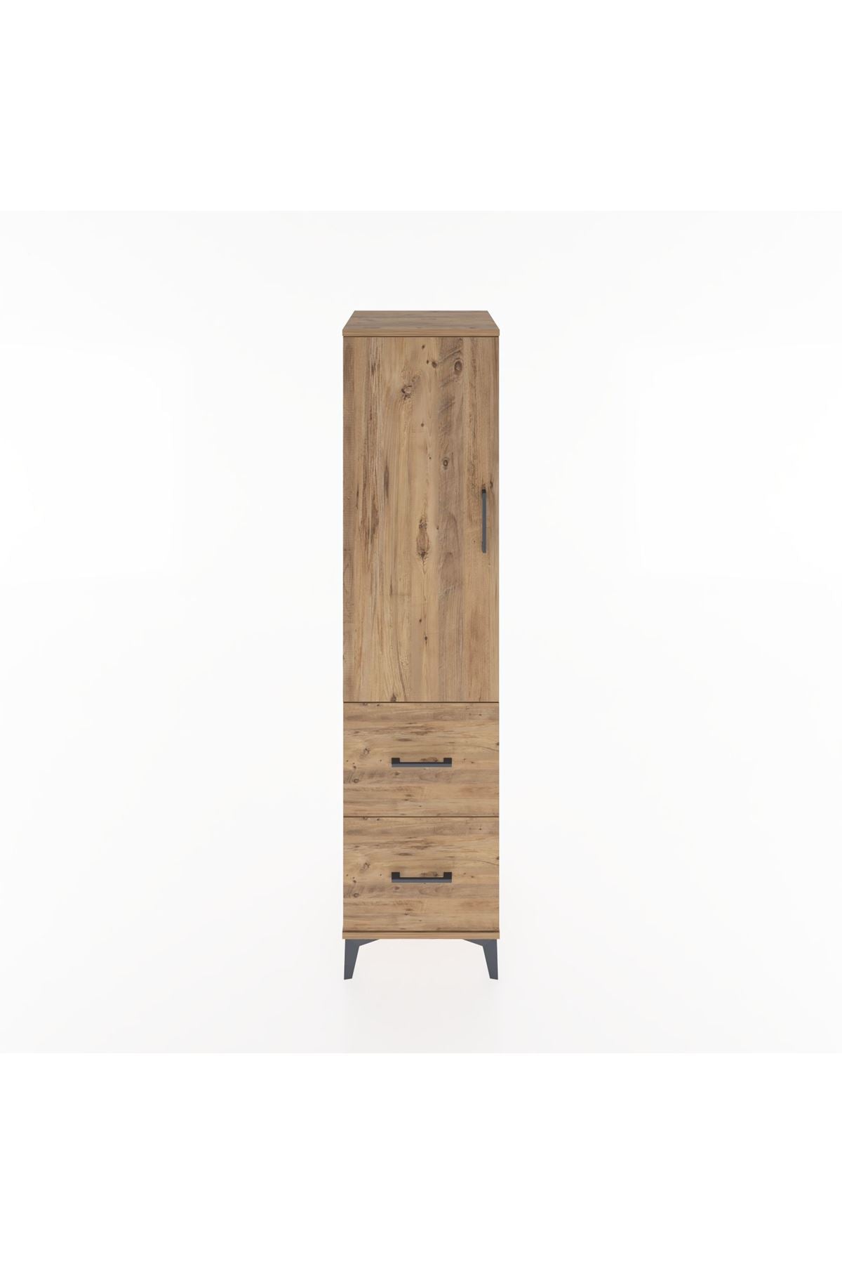 Hyperion Dolap 3 Raflı 2 Çekmeceli Tek Kapaklı 44x44x182 Çam-Çam