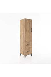 Hyperion Dolap 3 Raflı 2 Çekmeceli Tek Kapaklı 44x44x182 Çam-Çam