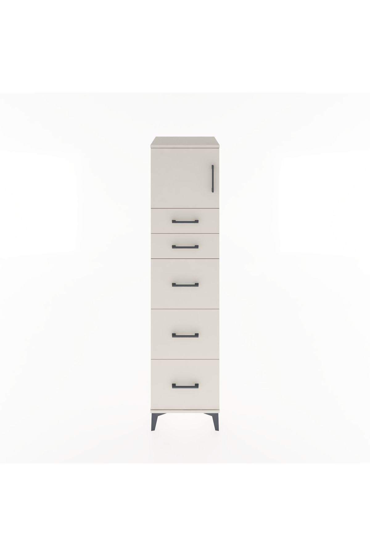 Hyperion Dolap Tek Raflı 5 Çekmeceli Tek Kapaklı 44x44x182 Aytaşı-Aytaşı