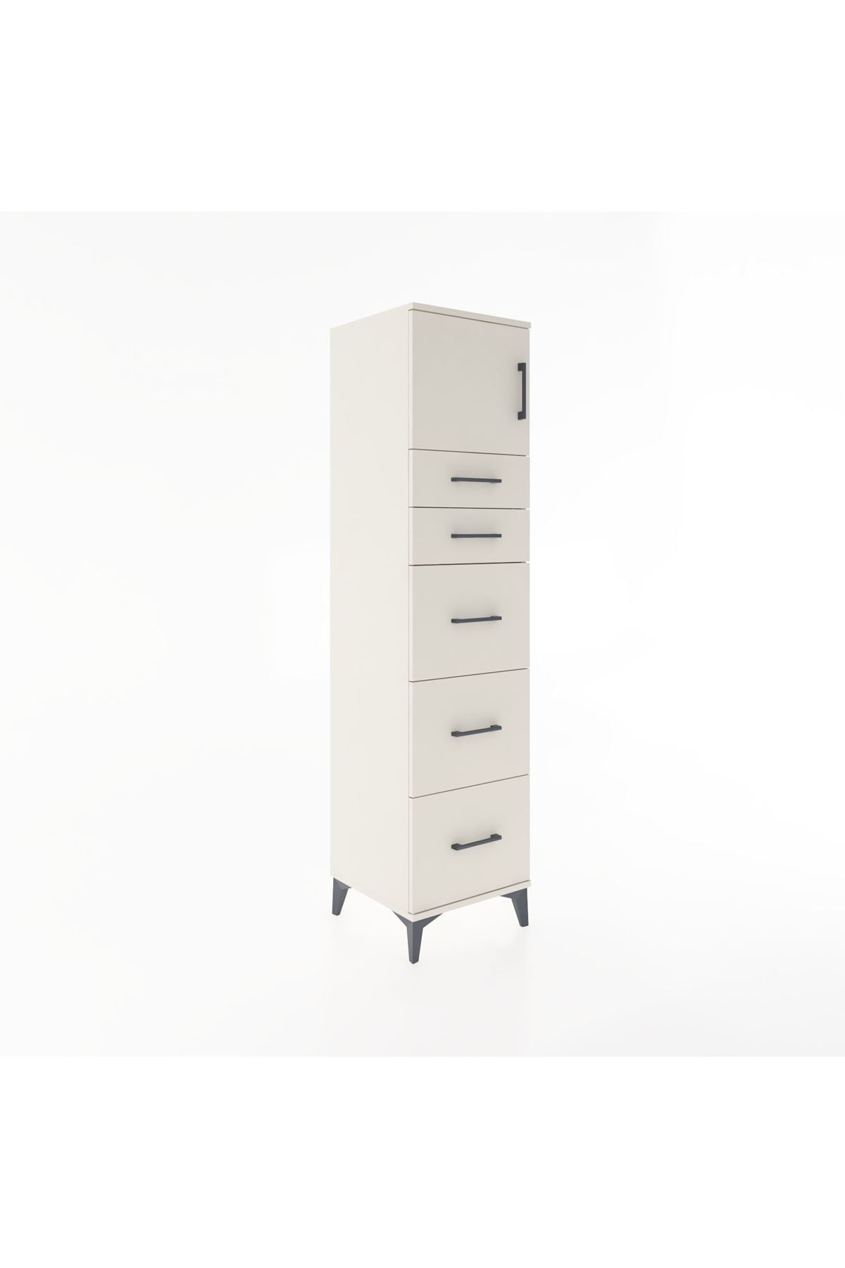 Hyperion Dolap Tek Raflı 5 Çekmeceli Tek Kapaklı 44x44x182 Aytaşı-Aytaşı