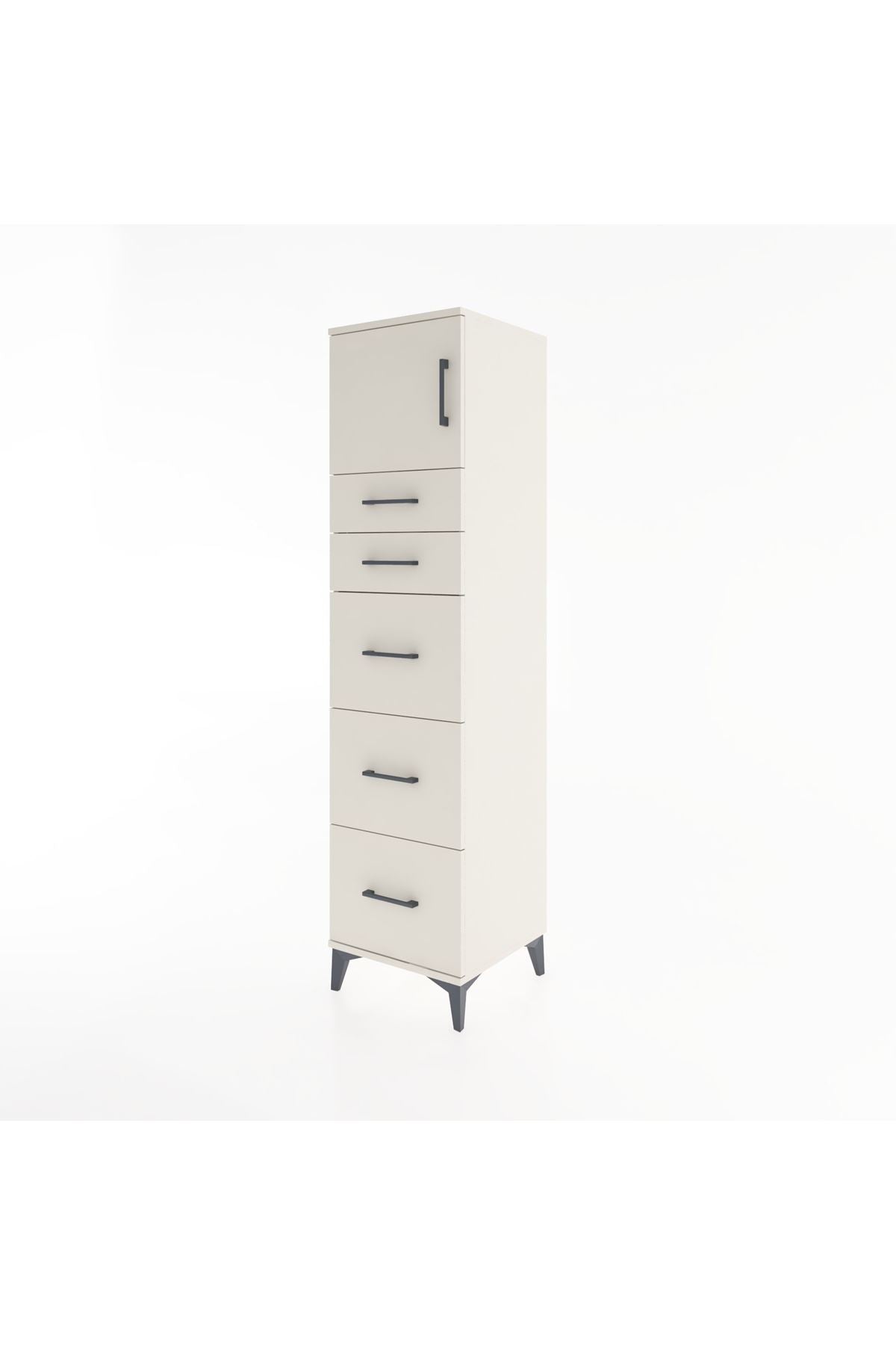 Hyperion Dolap Tek Raflı 5 Çekmeceli Tek Kapaklı 44x44x182 Aytaşı-Aytaşı