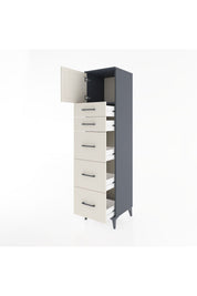 Hyperion Dolap Tek Raflı 5 Çekmeceli Tek Kapaklı 44x44x182 Antrasit-Aytaşı