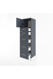 Hyperion Dolap Tek Raflı 5 Çekmeceli Tek Kapaklı 44x44x182 Antrasit-Antrasit