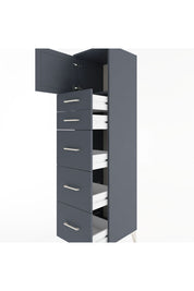 Hyperion Dolap Tek Raflı 5 Çekmeceli Tek Kapaklı 44x44x182 Antrasit-Antrasit