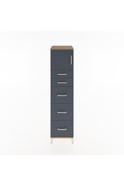 Hyperion Dolap Tek Raflı 5 Çekmeceli Tek Kapaklı 44x44x182 Çam-Antrasit