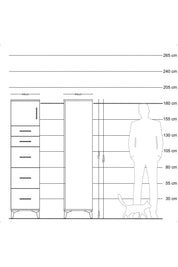 Hyperion Dolap Tek Raflı 5 Çekmeceli Tek Kapaklı 44x44x182 Çam-Antrasit