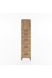 Hyperion Dolap Tek Raflı 5 Çekmeceli Tek Kapaklı 44x44x182 Çam-Çam