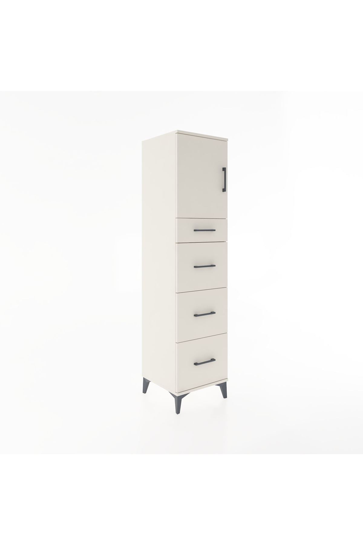 Hyperion Dolap Tek Raflı 4 Çekmeceli Tek Kapaklı 44x44x182 Aytaşı-Aytaşı