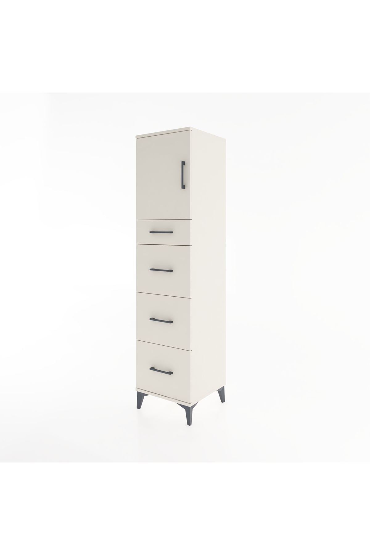 Hyperion Dolap Tek Raflı 4 Çekmeceli Tek Kapaklı 44x44x182 Aytaşı-Aytaşı