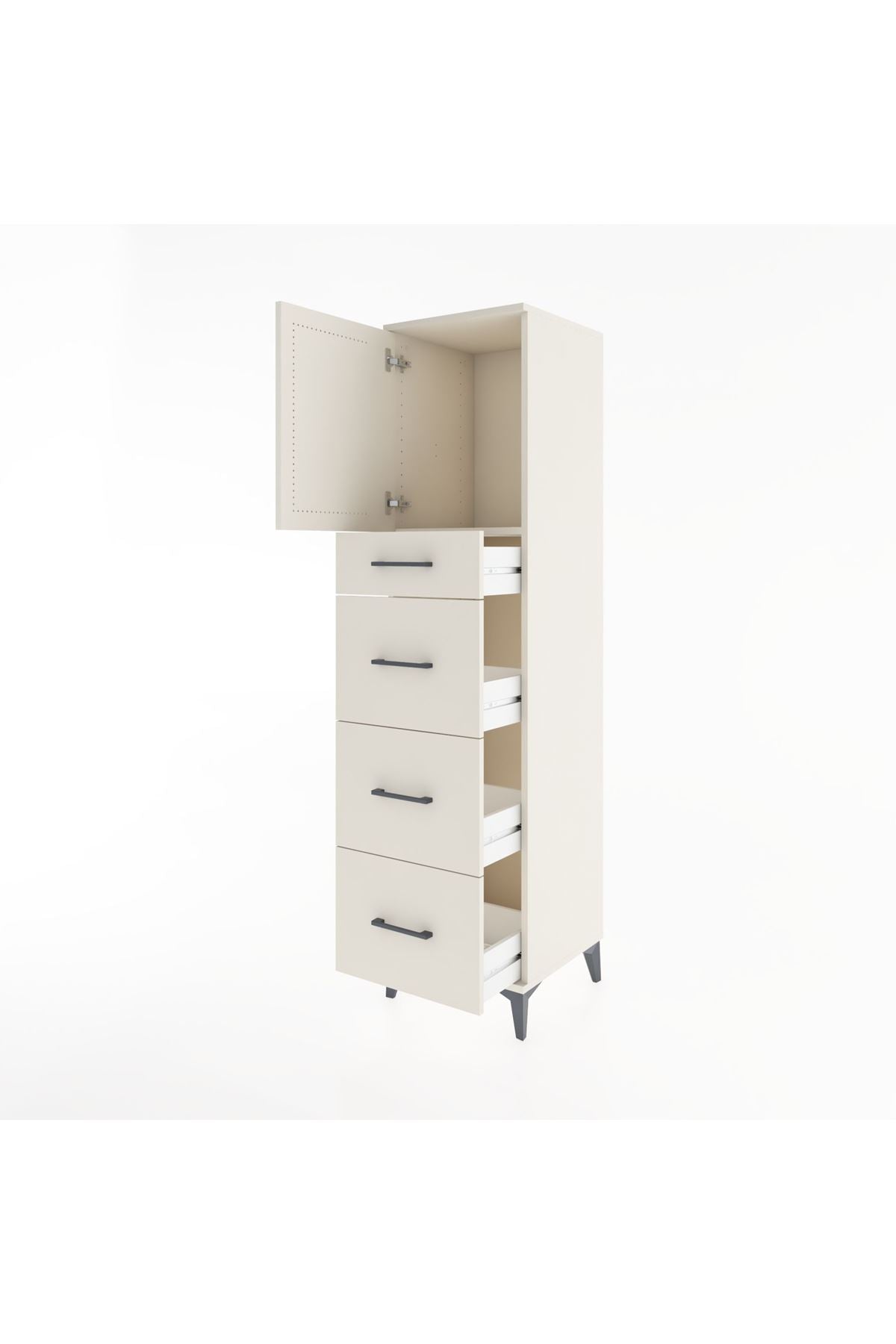 Hyperion Dolap Tek Raflı 4 Çekmeceli Tek Kapaklı 44x44x182 Aytaşı-Aytaşı