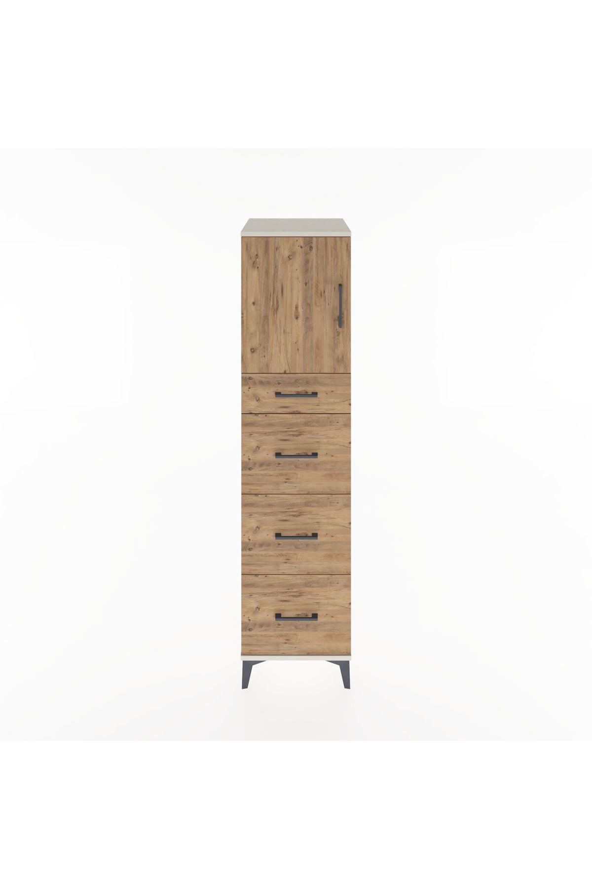 Hyperion Dolap Tek Raflı 4 Çekmeceli Tek Kapaklı 44x44x182 Aytaşı-Çam
