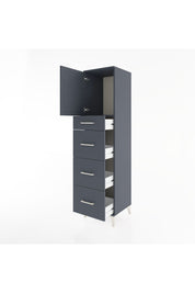 Hyperion Dolap Tek Raflı 4 Çekmeceli Tek Kapaklı 44x44x182 Antrasit-Antrasit