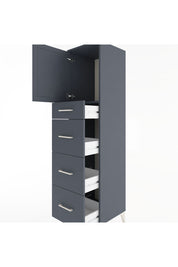Hyperion Dolap Tek Raflı 4 Çekmeceli Tek Kapaklı 44x44x182 Antrasit-Antrasit