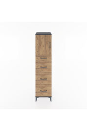 Hyperion Dolap Tek Raflı 4 Çekmeceli Tek Kapaklı 44x44x182 Antrasit-Çam