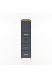 Hyperion Dolap Tek Raflı 4 Çekmeceli Tek Kapaklı 44x44x182 Çam-Antrasit