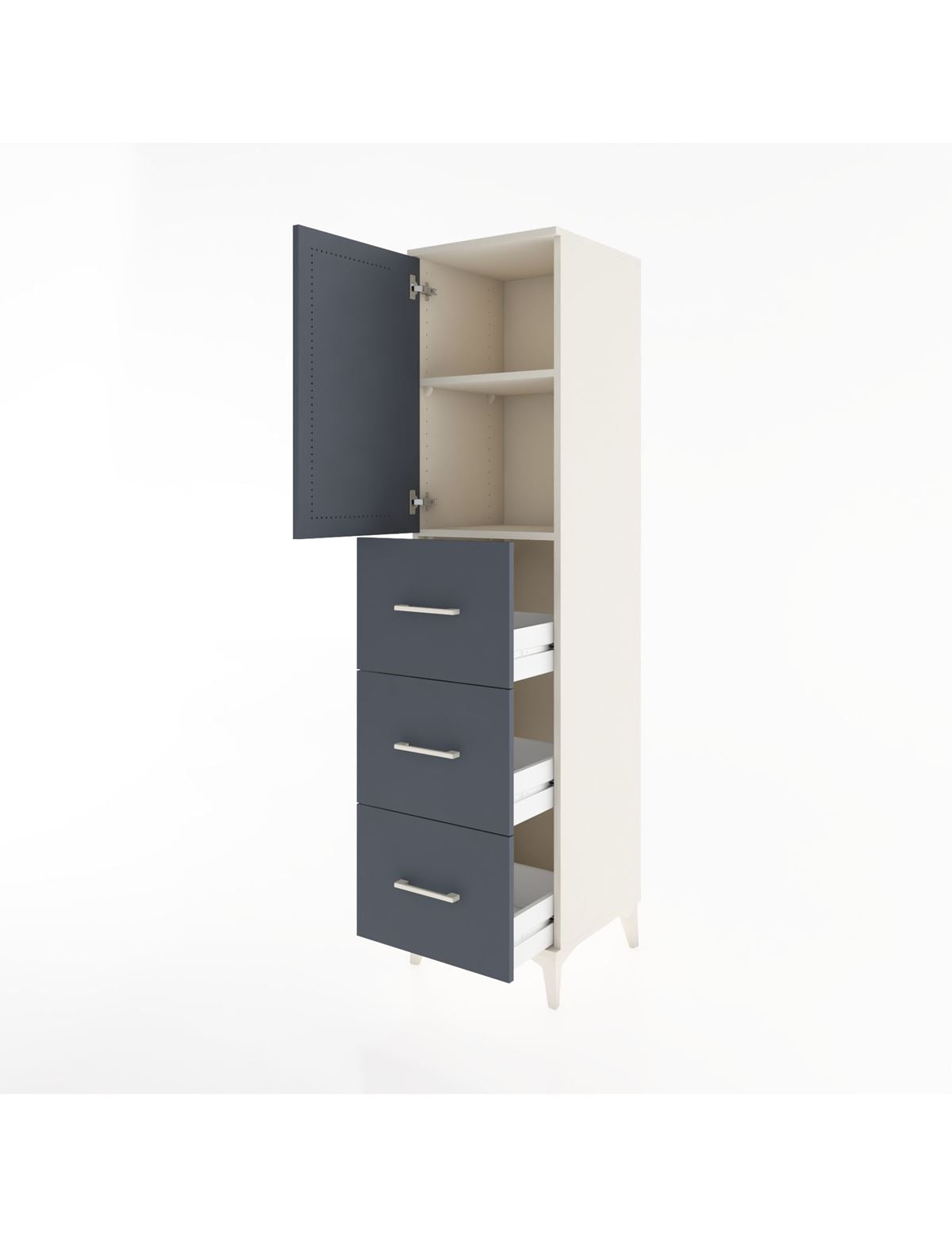 Hyperion Dolap 2 Raflı 3 Çekmeceli Tek Kapaklı 44x44x182 - S55M024V2B