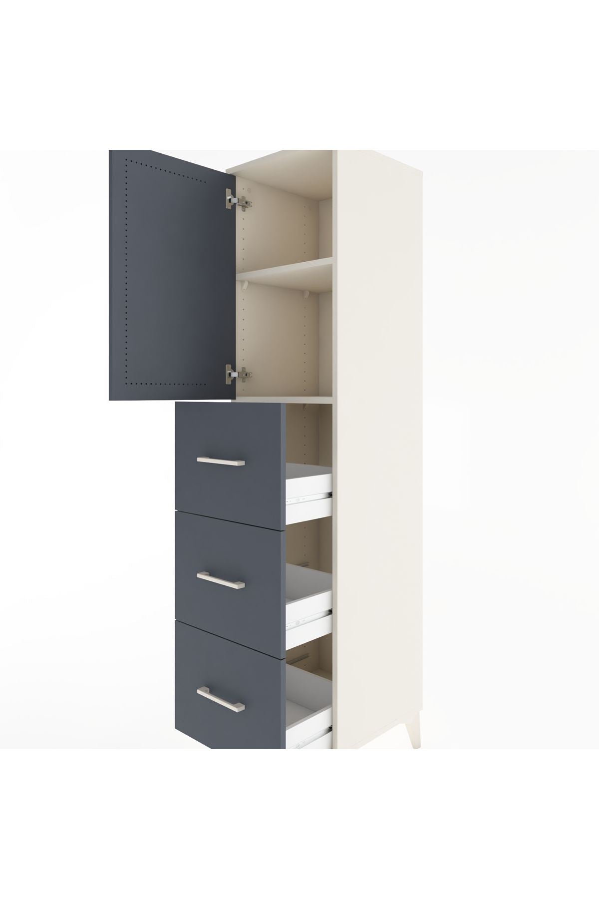 Hyperion Dolap 2 Raflı 3 Çekmeceli Tek Kapaklı 44x44x182 Aytaşı-Antrasit