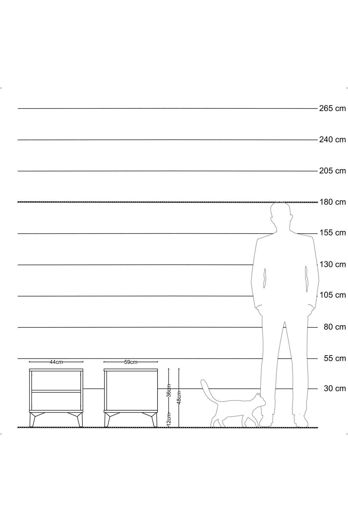 Kronos Komodin Tek Raflı 44x59x48 Çam-Antrasit