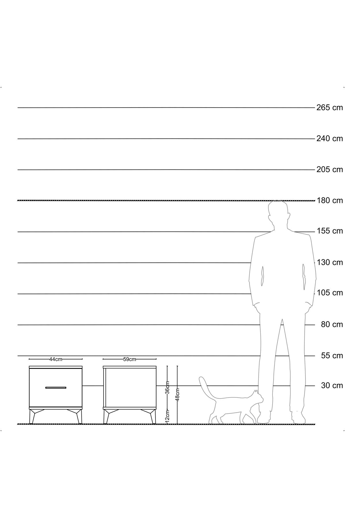Kronos Komodin Tek Çekmeceli 44x59x48 Aytaşı-Antrasit
