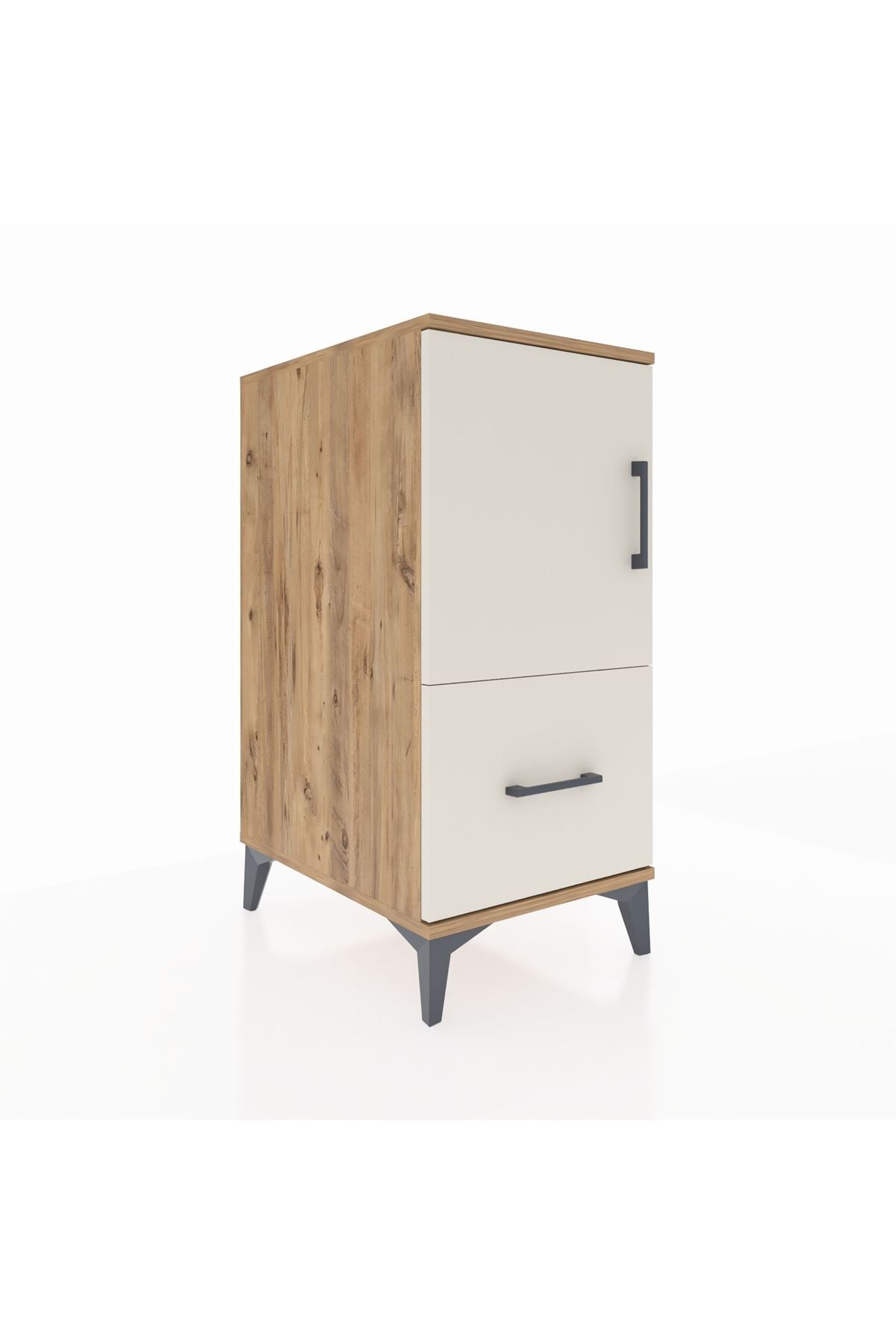 Kronos Komodin 2 Raflı Tek Çekmeceli Tek Kapaklı 44x59x96 Çam-Aytaşı