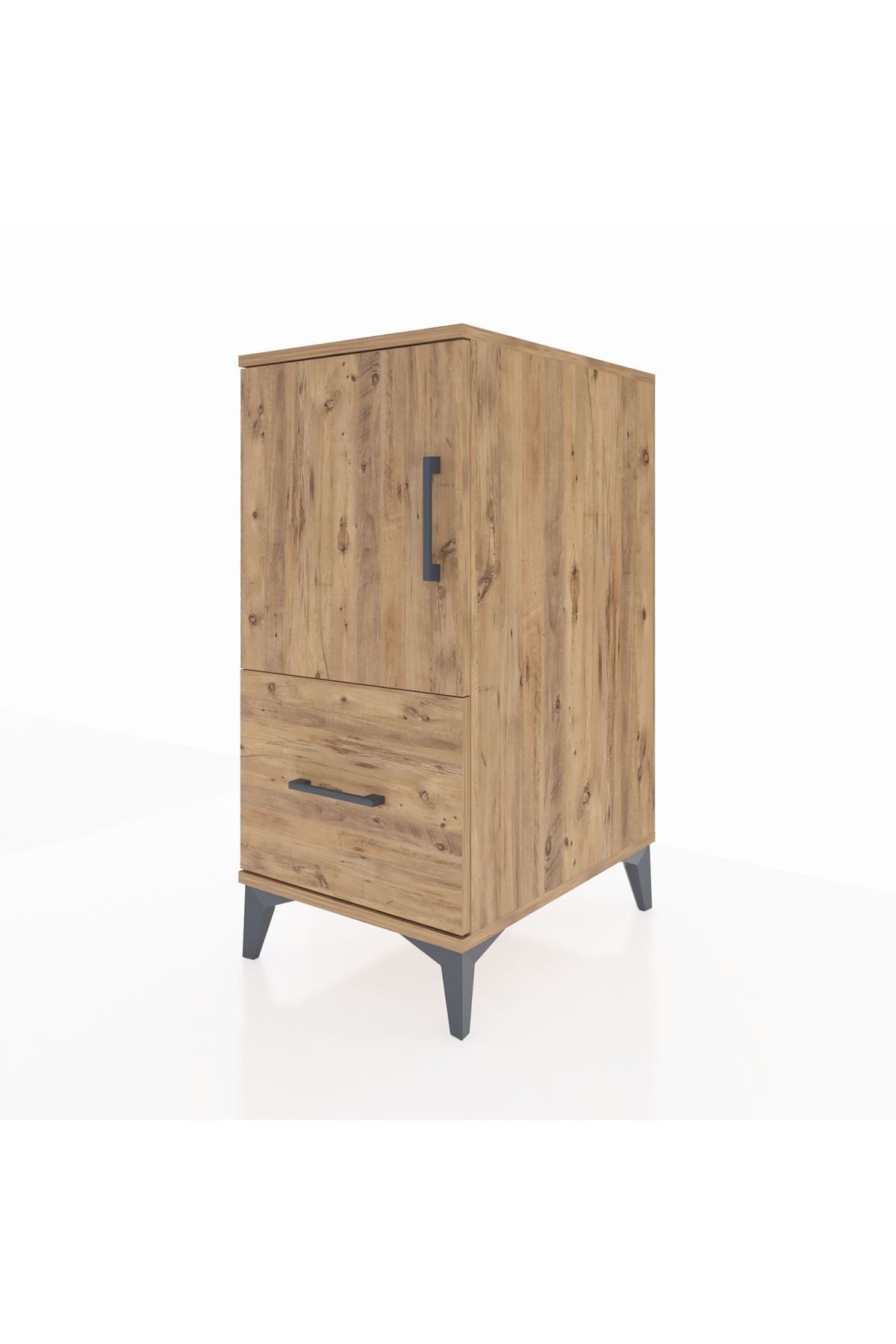 Kronos Komodin 2 Raflı Tek Çekmeceli Tek Kapaklı 44x59x96 Çam-Çam