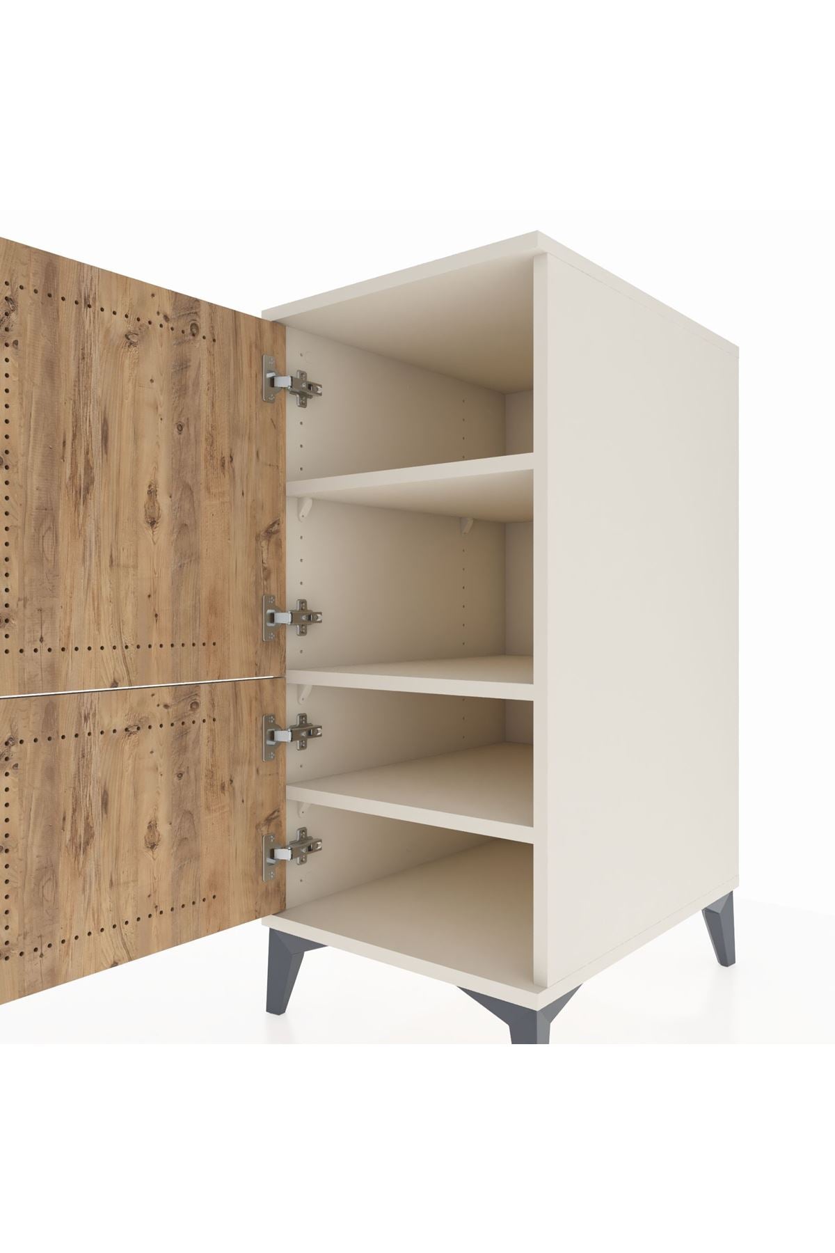 Kronos Komodin 3 Raflı 2 Kapaklı 44x59x96 Aytaşı-Çam