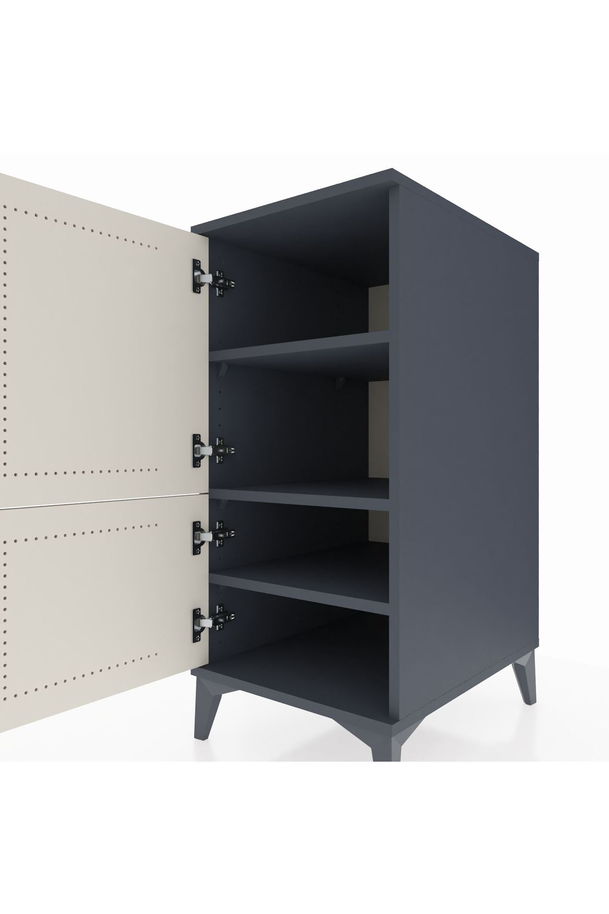 Kronos Komodin 3 Raflı 2 Kapaklı 44x59x96 Antrasit-Aytaşı
