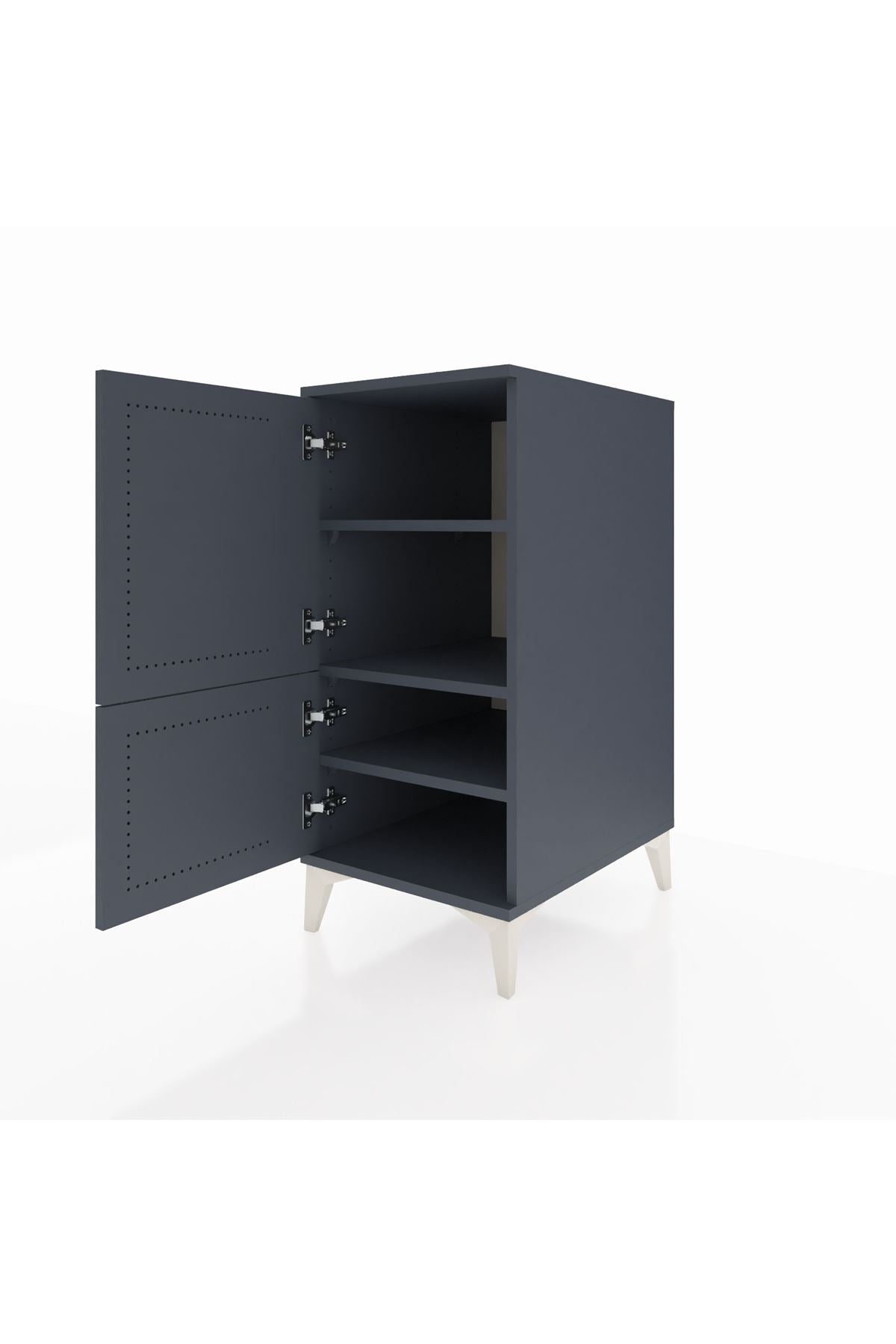 Kronos Komodin 3 Raflı 2 Kapaklı 44x59x96 Antrasit-Antrasit