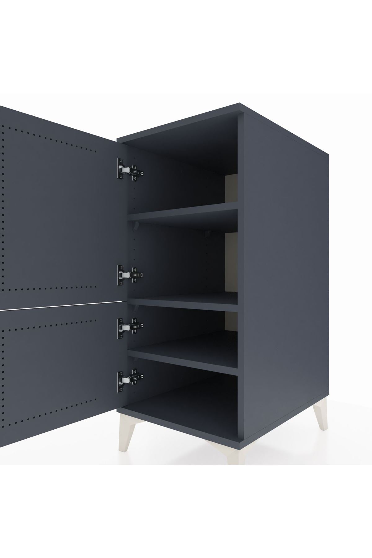 Kronos Komodin 3 Raflı 2 Kapaklı 44x59x96 Antrasit-Antrasit
