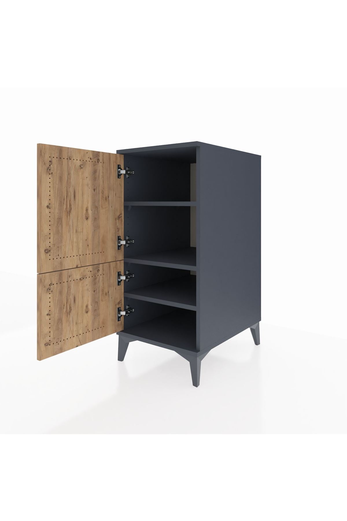 Kronos Komodin 3 Raflı 2 Kapaklı 44x59x96 Antrasit-Çam