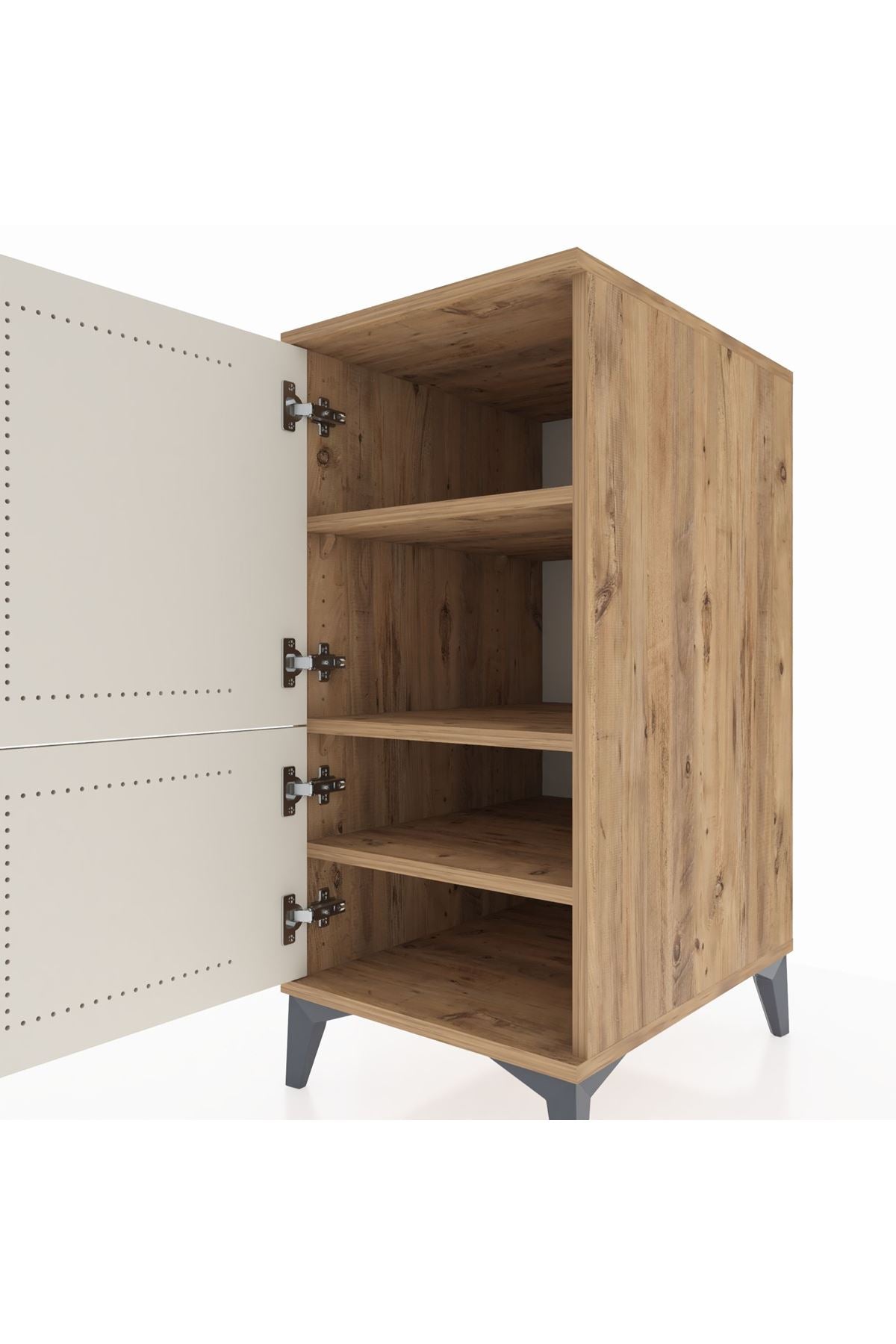 Kronos Komodin 3 Raflı 2 Kapaklı 44x59x96 Çam-Aytaşı