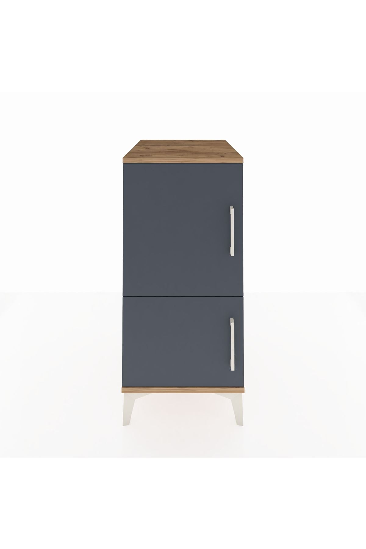 Kronos Komodin 3 Raflı 2 Kapaklı 44x59x96 Çam-Antrasit