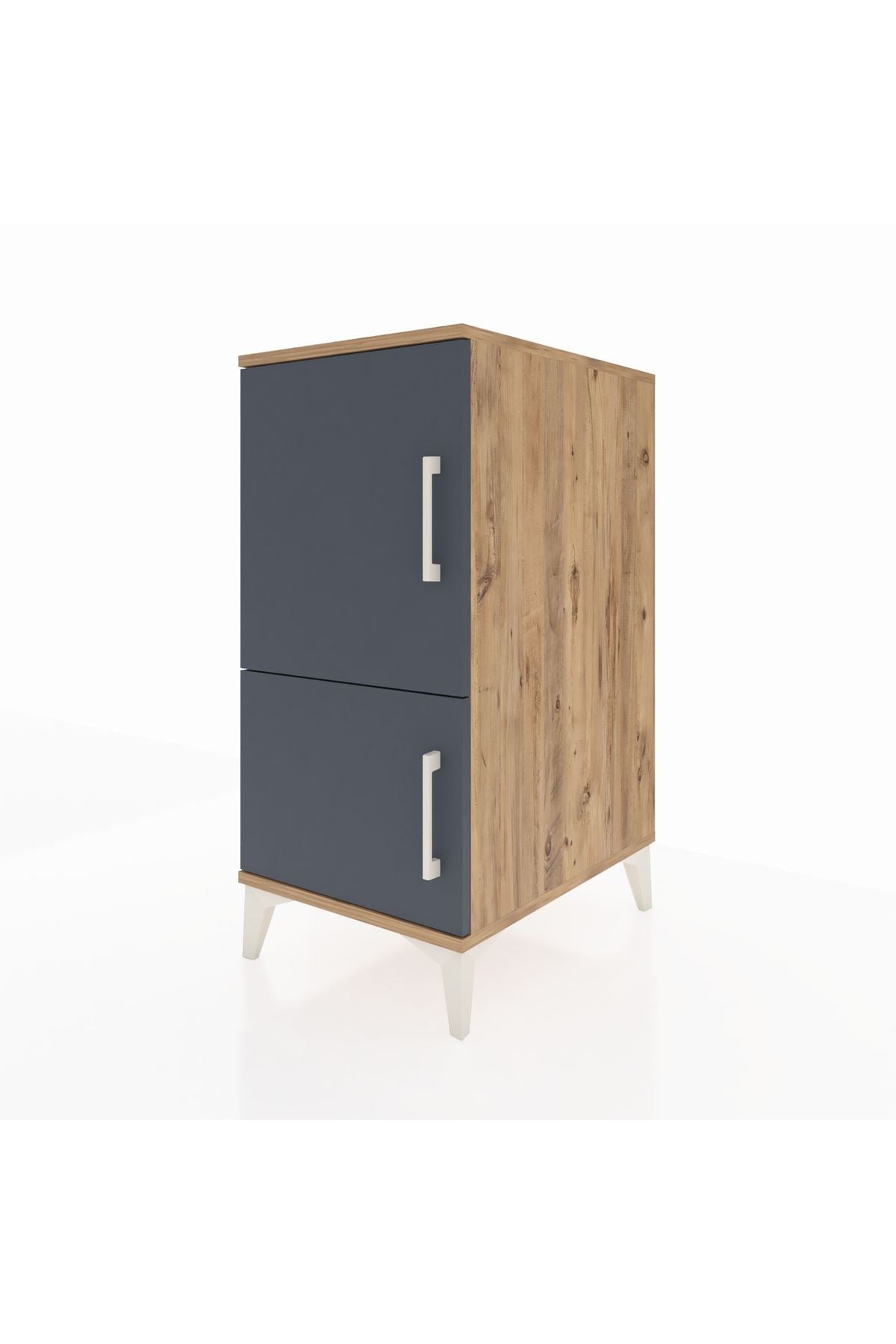 Kronos Komodin 3 Raflı 2 Kapaklı 44x59x96 Çam-Antrasit