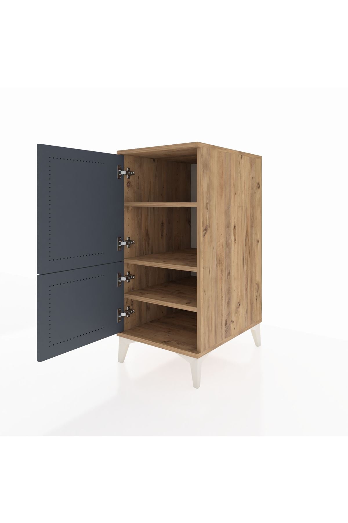 Kronos Komodin 3 Raflı 2 Kapaklı 44x59x96 Çam-Antrasit