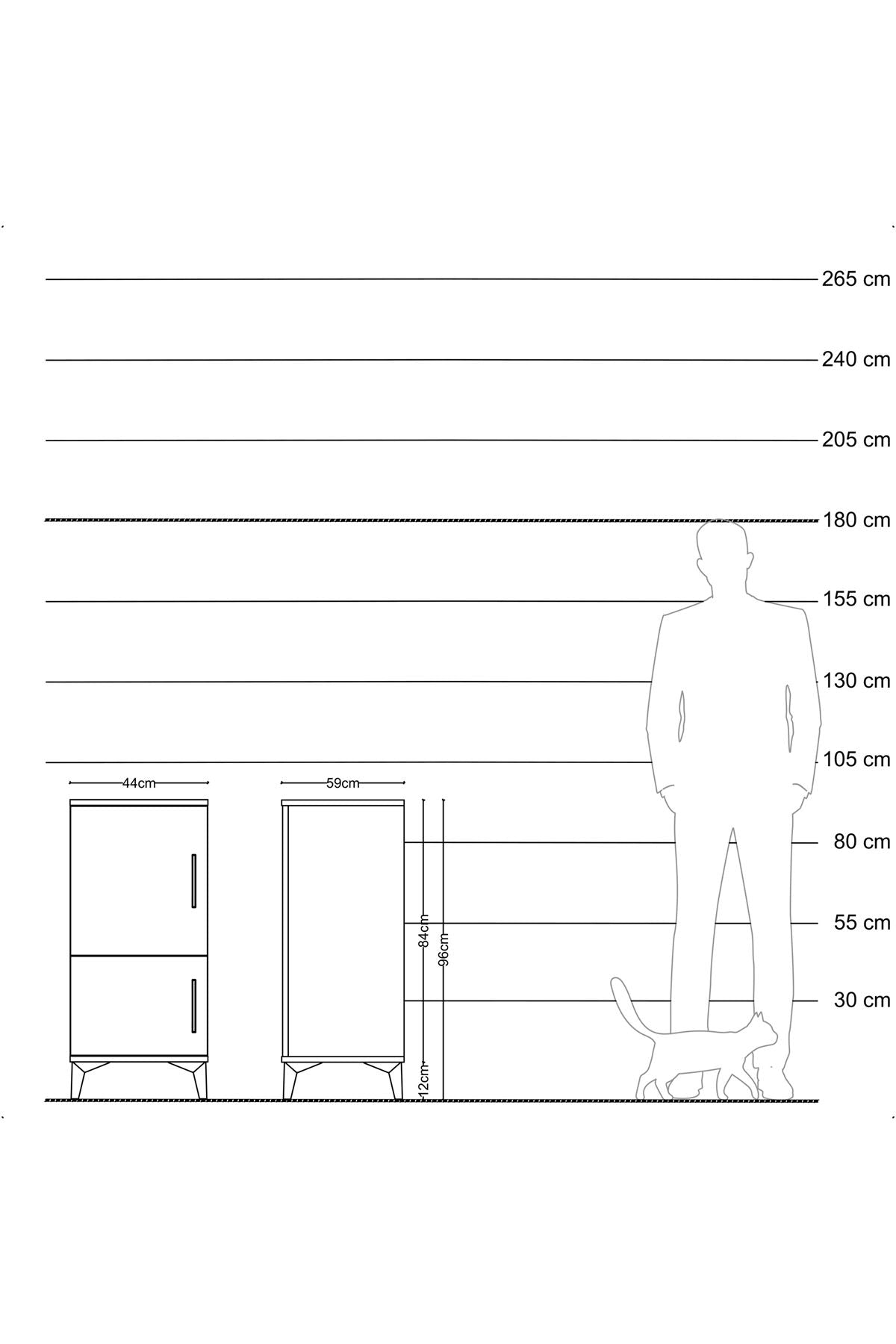 Kronos Komodin 3 Raflı 2 Kapaklı 44x59x96 Çam-Antrasit