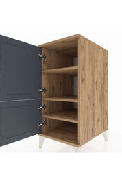 Kronos Komodin 3 Raflı 2 Kapaklı 44x59x96 Çam-Antrasit