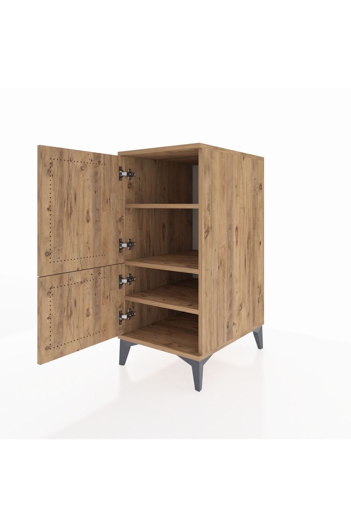 Kronos Komodin 3 Raflı 2 Kapaklı 44x59x96 Çam-Çam