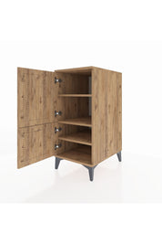 Kronos Komodin 3 Raflı 2 Kapaklı 44x59x96 Çam-Çam