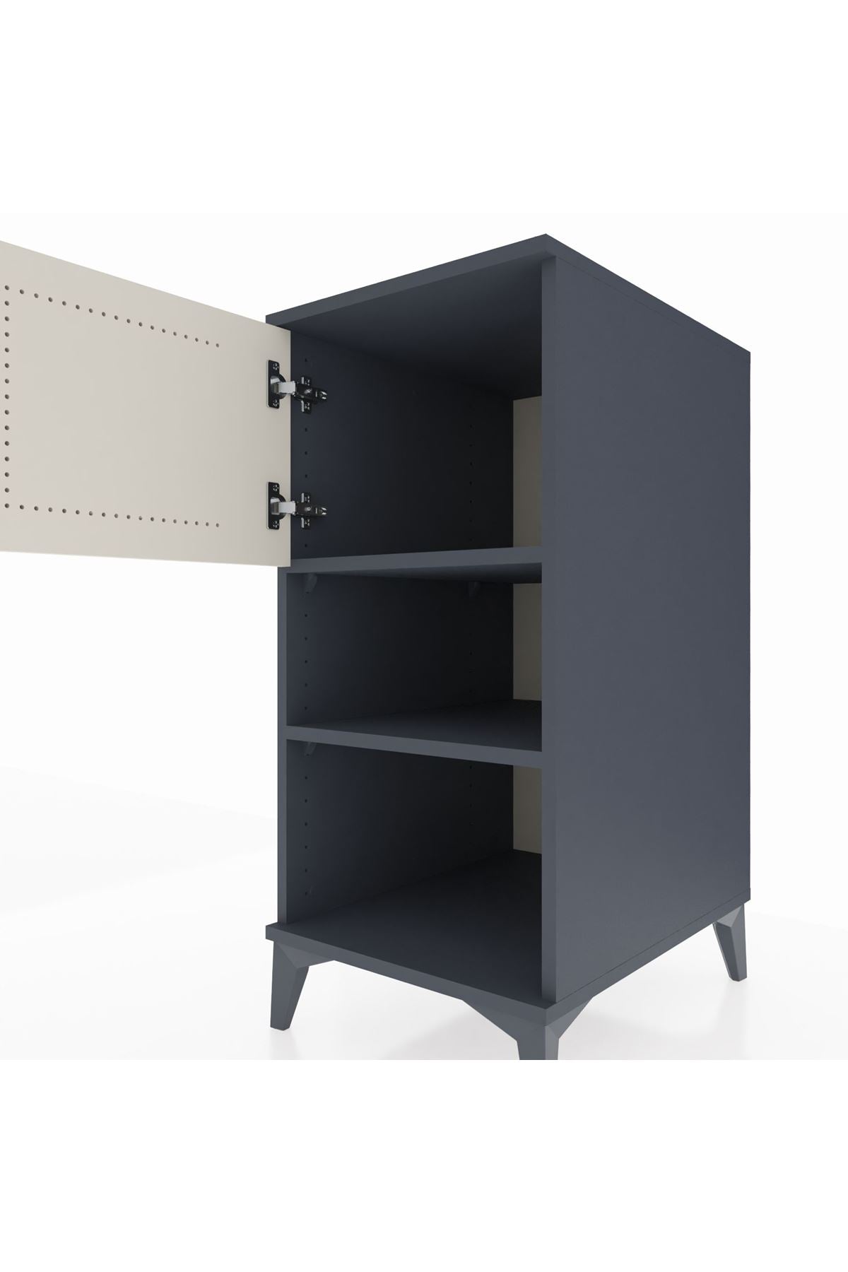 Kronos Komodin 2 Raflı Tek Kapaklı 44x59x96 Antrasit-Aytaşı