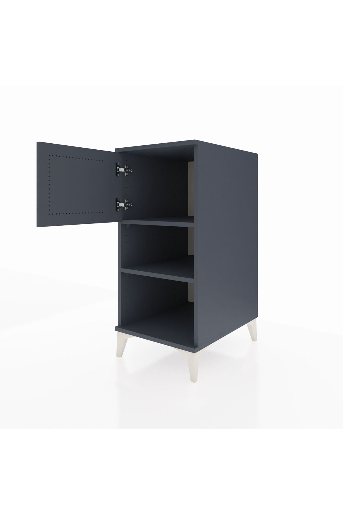 Kronos Komodin 2 Raflı Tek Kapaklı 44x59x96 Antrasit-Antrasit