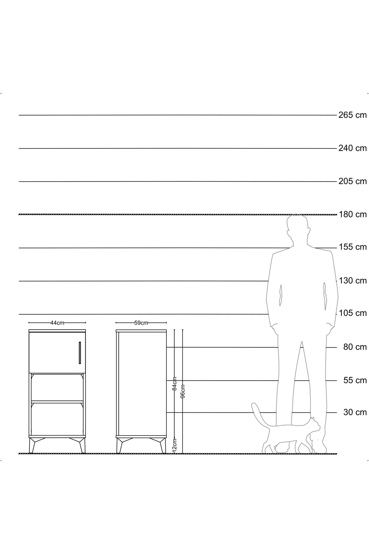 Kronos Komodin 2 Raflı Tek Kapaklı 44x59x96 Antrasit-Antrasit