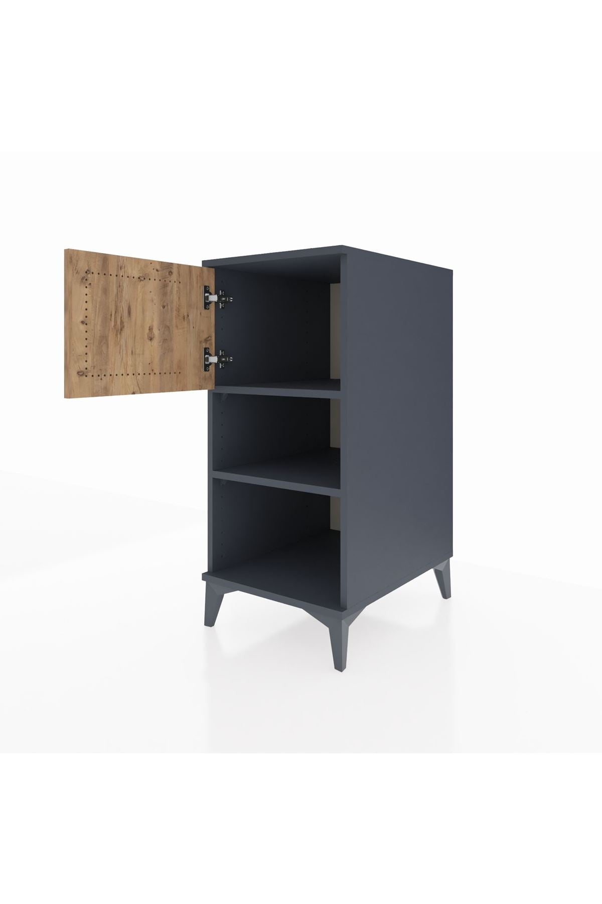 Kronos Komodin 2 Raflı Tek Kapaklı 44x59x96 Antrasit-Çam