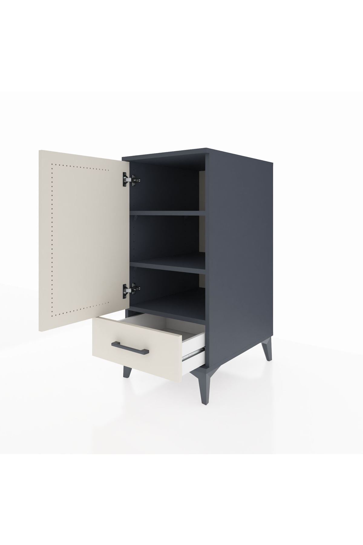 Kronos Komodin 3 Raflı Tek Çekmeceli Tek Kapaklı 44x59x96 Antrasit-Aytaşı