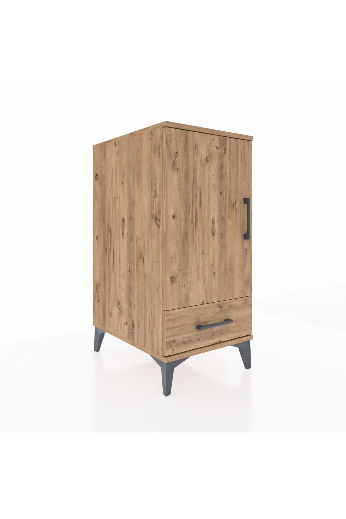 Kronos Komodin 3 Raflı Tek Çekmeceli Tek Kapaklı 44x59x96 Çam-Çam
